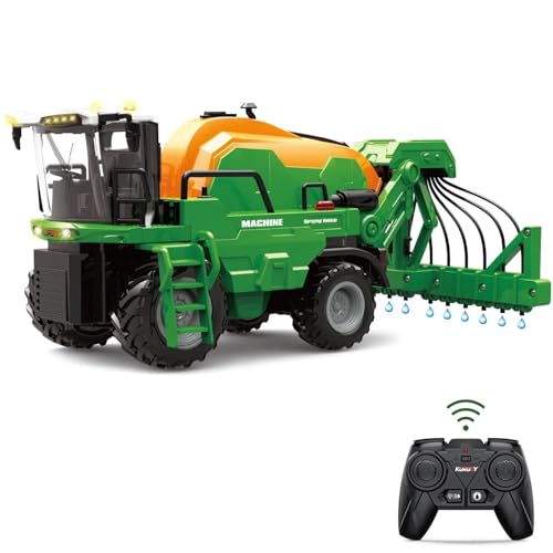 fisca 6 Kanälen Ferngesteuerter Auto Bauernhof Spielzeug 2.4Ghz 1:24 Proportional RC Spritzen Fahrzeug Traktor für Kinder mit Licht & Sound,Kleinkinder Bauernhof LKW Geschenk für Kinder ab 3 Jahren von fisca