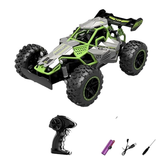 fisca Ferngesteuertes Auto, 1:18 Mini High Speed Monster RC Truck mit Beleuchtung und Zwei Batterien, 2.4GHz Hobby Offroad RC AutoTruggy für Jungen und Mädchen ab 6 Jahren von fisca