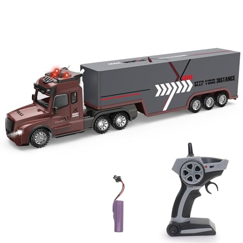 fisca Ferngesteuerter LKW Spielzeug, RC Auto Spielzeug für Kinder Mädchen Geburtstag Geschenke mit Licht & Sound (Grauer Druck) von fisca