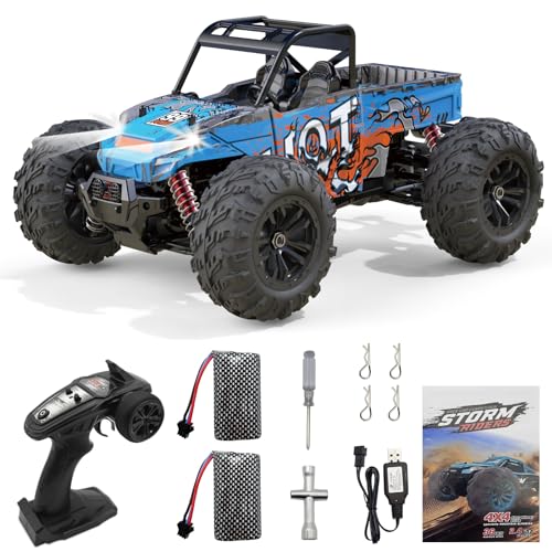 fisca Ferngesteuertes Auto 1/16 Hohe Geschwindigkeit Racing RC Autos, 40KPH 4WD All Terrain Off-Road Monster RC Truck für Kinder Jungen Erwachsene von fisca