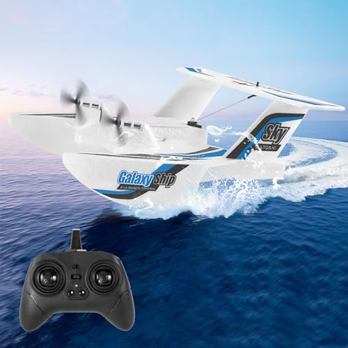 fisca Ferngesteuertes Flugzeug RC Amphibienflugzeug 2.4Ghz 3 Kanal Schaumstoffdrohne RTF Flugzeug Abheben von Land und Wasser, mit Gyroskop und 2 Batt von fisca