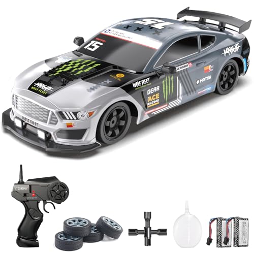 fisca 4WD Ferngesteuertes Auto,1:16 Skala 2.4GHz 18+KM/H High Speed RC Auto mit LED Lichtern, RC Rennwagen Spielzeug für Jungen Mädchen (SC-16A05-1) von fisca