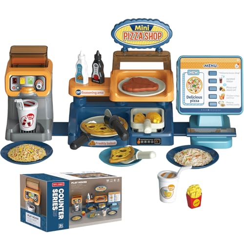 fisca Kinder Pretend Play Store Pizza Spielset, 35-teiliges Pizzatheken-Spielset mit Registrierkasse, Vorschulkind Pretend Role Play Spielzeug Pizza Shop Spielzeugkasse Spielset für Kleinkinder 3+ fisca Kinder Pretend Play Store Pizza Spielset, 35-teiliges Pizzatheken-Spielset mit Registrierkasse, Vorschulkind Pretend Role Play Spielzeug Pizza Shop Spielzeugkasse Spielset für Kleinkinder 3+ von fisca