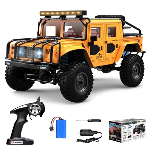 Fisca RC Rock Crawler 1/12 4x4, 2.4GHz 4WD Fernsteuerung Fahrzeug Off-Road Pick-up RTR, Voller Maßstab Geländewagen Raupenfahrzeug für Erwachsene von fisca