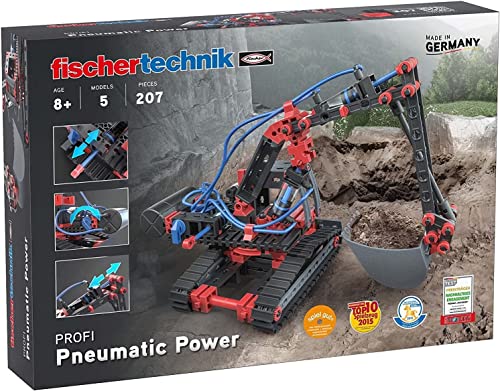 fischertechnik 533874 PROFI Pneumatic Power – Bausatz für Kinder ab 8 Jahren, pneumatisch betriebenes Spielzeug, Bagger und 4 weitere Modelle zum Zusammenbauen von fischertechnik