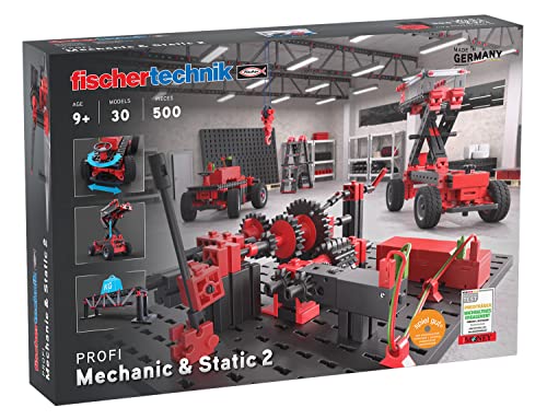 fischertechnik 536622 ADVANCED Mechanic & Static 2 – Bausatz für Kinder, Experimentierkasten mit 30 Modellen, inkl. Motor, fördert technisches Verständnis, Mittel,für Konzentration,9 Jahre to 99 Jahre von fischertechnik