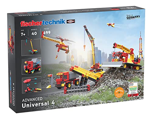 fischertechnik 548885 ADVANCED Universal 4 – Bausatz für Kinder ab 7 Jahren, Experimentierkasten mit Hubschrauber, Kran & Seilwinde, fördert technisches Verständnis von fischertechnik