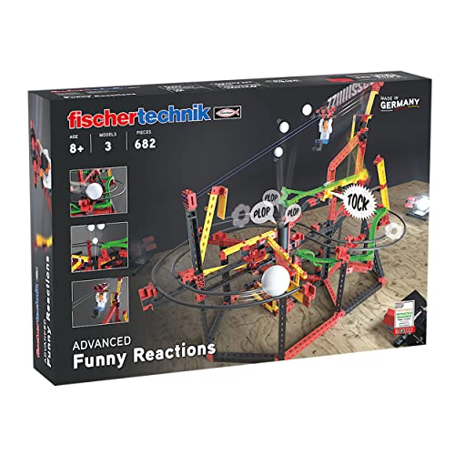fischertechnik 559890 ADVANCED Funny Reactions – Bausatz für Kinder ab 8 Jahren, Konstruktionsspielzeug mit spannenden Kettenreaktionen, inkl. Seilbahn & Katapult von fischertechnik