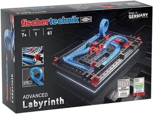 fischertechnik Advanced 569016 Labyrinth-Baukasten für Kinder ab 7 Jahre, Konstruktionsspielzeug, Kugelspiel mit Balance Ball, Schwarz von fischertechnik