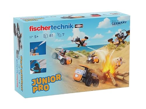 fischertechnik Junior Pro 576100 – Konstruktionsspielzeug für Kinder, Baukasten mit 7 Modellen inkl. Löschfahrzeuge, ab 5 Jahren, orange von fischertechnik