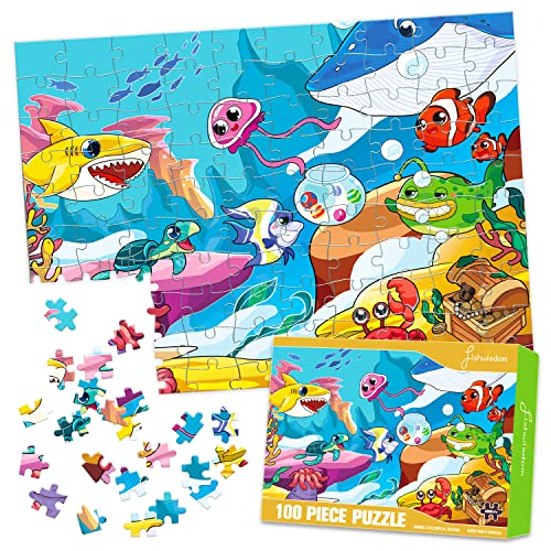 fishwisdom 100 Teile Puzzles für Erwachsene und Jugendliche und Kinder, Familien-Happy Time, Geschenkidee Bunter Ozean von fishwisdom