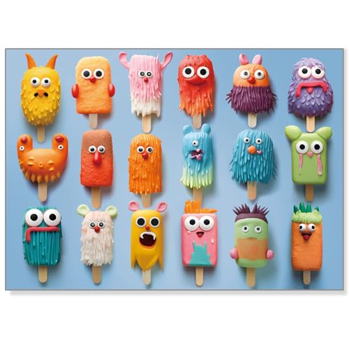 fishwisdom 1000 Teile Puzzle für Erwachsene und Jugendliche und Kinder, Familie, Happy Time Popsicle Monsters von fishwisdom