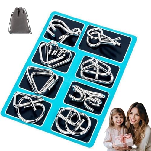 Berlinmoon Metall Puzzle Ring Achtteilig Denksportaufgaben, Denksport Puzzle Metall Für Kinder, 3D Blaue Knobelspiele Metalls Set, Ideal Intelligence Toys Gifts for Kids and Adults (1pc-C) von fjaldjfu