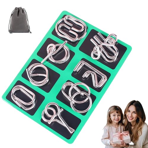Berlinmoon Metall Puzzle Ring Achtteilig Denksportaufgaben, Denksport Puzzle Metall Für Kinder, 3D Blaue Knobelspiele Metalls Set, Ideal Intelligence Toys Gifts for Kids and Adults (1pc-D) von fjaldjfu