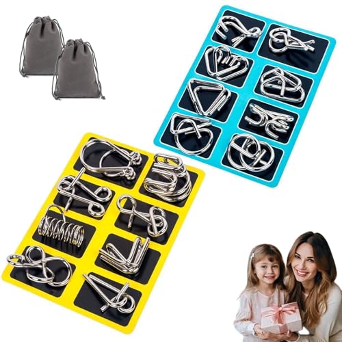 Berlinmoon Metall Puzzle Ring Achtteilig Denksportaufgaben, Denksport Puzzle Metall Für Kinder, 3D Blaue Knobelspiele Metalls Set, Ideal Intelligence Toys Gifts for Kids and Adults (2pcs-B) von fjaldjfu