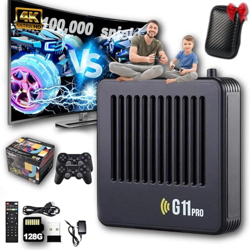 Retrowave G11 Pro, 2025 G11 Pro Konsole 100000 Spiele 4k, Retro Spielekonsole, Plug & Play Video Games with 4 Wireless Dual Controllers (128G,2 Controllers) von fjaldjfu