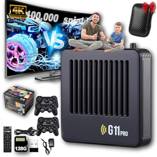Retrowave G11 Pro, 2025 G11 Pro Konsole 100000 Spiele 4k, Retro Spielekonsole, Plug & Play Video Games with 4 Wireless Dual Controllers (128G,4 Controllers) von fjaldjfu
