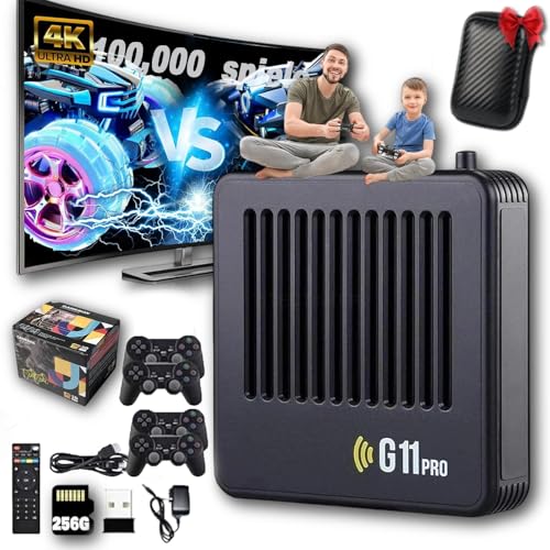 Retrowave G11 Pro, 2025 G11 Pro Konsole 100000 Spiele 4k, Retro Spielekonsole, Plug & Play Video Games with 4 Wireless Dual Controllers (256G,4 Controllers) von fjaldjfu