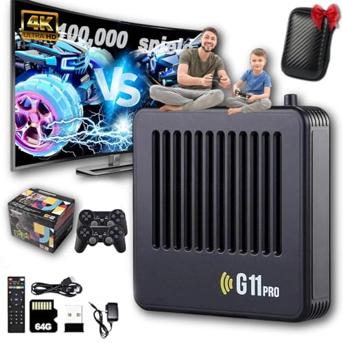 Retrowave G11 Pro, 2025 G11 Pro Konsole 100000 Spiele 4k, Retro Spielekonsole, Plug & Play Video Games with 4 Wireless Dual Controllers (64G,2 Controllers) von fjaldjfu