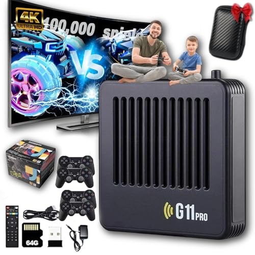 Retrowave G11 Pro, 2025 G11 Pro Konsole 100000 Spiele 4k, Retro Spielekonsole, Plug & Play Video Games with 4 Wireless Dual Controllers (64G,4 Controllers) von fjaldjfu