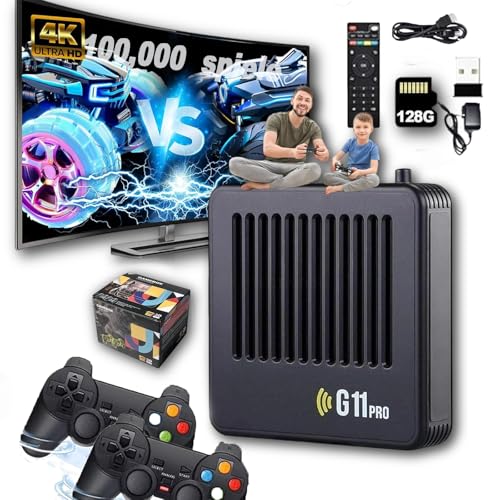 Retrowave G11 Pro, 2025 Retro Wave G11 Pro Konsole 100000 Spiele 4k, Retro Spielekonsole, Plug & Play Video Games with 2/4 Wireless Dual Controllers (128G,2 Controllers) von fjaldjfu