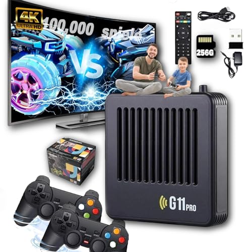 Retrowave G11 Pro, 2025 Retro Wave G11 Pro Konsole 100000 Spiele 4k, Retro Spielekonsole, Plug & Play Video Games with 2/4 Wireless Dual Controllers (256G,2 Controllers) von fjaldjfu