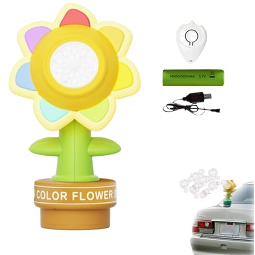 Tanzende Seifenblasen Blume, 2025 Upgrade seifenblasenmaschine Kinder, seifenblasenblume, Wiederaufladbare tanzende Sonnenblumen Seifenblasenmaschine mit KopfschüTtelns Funktion (Fernbedienung) von fjaldjfu