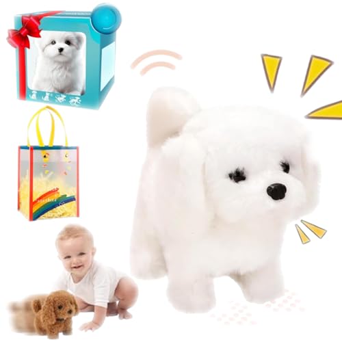 fjaldjfu Milow - My Realistic RobotPuppy, RealPuppy – lebensechter Roboterwelpe, 2025 Neue Roboter Hunde, Elektronische Haustiere, Roboterhund für Kinder, Ai Spielzeug Kinder läuft bellt (White) von fjaldjfu