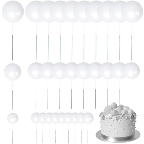 Cupcake Topper, 30pcs Foam Ball Kuchen -Topper, 3 Größen Geburtstagstorte, DIY Dekoration Vorräte für Hochzeitstag Geburtstag Babyparty von fkngcp