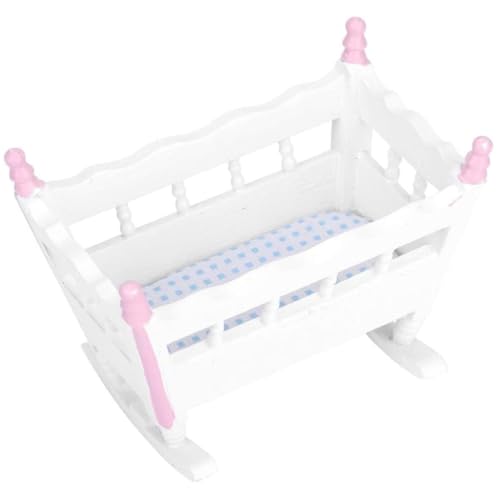 Dollhouse Mini -Babybett, Simulation Miniaturmöbel Baby Bett Spielhaus Spielzeugverzierung für 1/12 Puppenhauszubehör Dollhouse Mini -Babybett, Simulation Miniaturmöbel Baby Bett Spielhaus Spielzeugverzierung für 1/12 Puppenhauszubehör von fkngcp