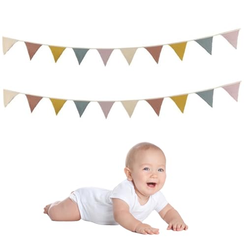 Pennant Banner Flags 2 Saiten 8, 5 Fuß Baumwolle Wimpel Banner Bunte dekorative Bunting Stoff Bunting zum Geburtstag, Party, Spielzimmer und Kindergarten von fkngcp