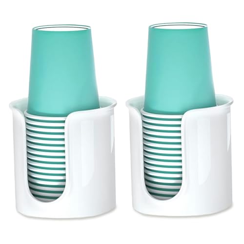 fkngcp Bad Cup Spender für Mundwasser 2 PCS 2, 8 x 3, 4 Zoll Badezimmerbadhalter Arbeitsplatte weißer Plastikpapier-Spender Mehrzweck für Büro, Besprechungsraum von fkngcp