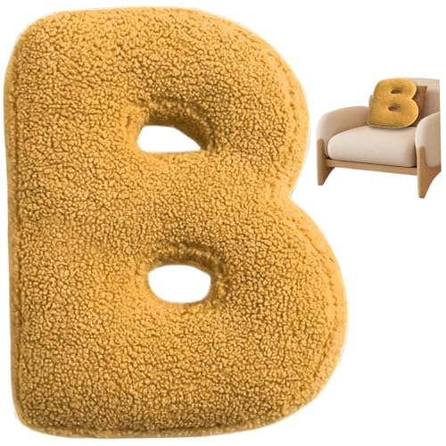 fkngcp Buchstabe Kissen Initiale einzigartige niedliche gelbe Wurfkissen pädagogische Plüsch weiche dekorative englische Alphabetkissen für Kinderzimmer, Couch, Bett, Buchstaben B Kissen von fkngcp