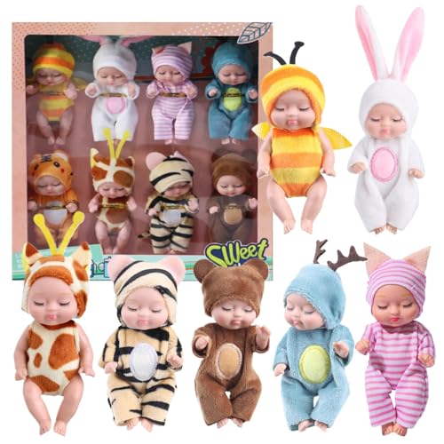 fkngcp Mini -Babypuppen, 8pcs 4, 3 Zoll winzige Babypuppe, potenzielle realistische Puppe mit tierischen Kleidung, süß für Kleinkinder Mädchen Kinder 3+, Geburtstagsgeschenke, Stil 1 fkngcp Mini -Babypuppen, 8pcs 4, 3 Zoll winzige Babypuppe, potenzielle realistische Puppe mit tierischen Kleidung, süß für Kleinkinder Mädchen Kinder 3+, Geburtstagsgeschenke, Stil 1 von fkngcp
