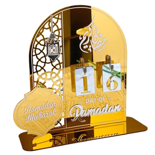 fkngcp Ramadan Adventskalender, 30 Tage Mirror Ramadan Countdown -Kalender, Desktop -Acryl, 7, 9 x 7, 9 Zoll Eid Countdown für Tischzentrum Ornamente Style 1 von fkngcp