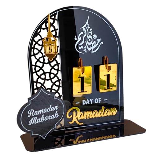 fkngcp Ramadan Adventskalender, 30 Tage Mirror Ramadan Countdown -Kalender, Desktop -Acryl, 7, 9 x 7, 9 Zoll Eid Countdown für Tischzentrum Ornaments Style 2 von fkngcp