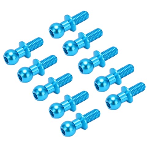 flexman 10Pcs Ball Head Link Link Track Stange, Aluminiumlegierkugel Schraubenverknüpfungsstange Stoßstange für Spezialmodell TT01 TT02 Fernbedienungsauto, Professionelle (Blau) von flexman