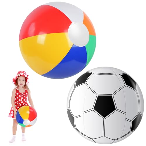 Flintronic Aufblasbare Wasserbälle, Strandball in 30cm Durchmesser, 2 Stück Beachball in Regenbogenfarben/Fußballfarbe, für Sommeraktivitäten im Freien, Wasserspiele, Schwimmbad-Strandparty Flintronic Aufblasbare Wasserbälle, Strandball in 30cm Durchmesser, 2 Stück Beachball in Regenbogenfarben/Fußballfarbe, für Sommeraktivitäten im Freien, Wasserspiele, Schwimmbad-Strandparty von flintronic