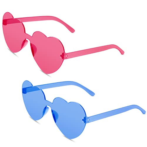 flintronic 2 Paar Hippie Herzförmige Brille, Transparente Candy Color Sonnenbrille für Geburtstagsfeier, Halloween, LNeuheit Party ustige Partybrillen für Erwachsene, Jungen und Mädchen von flintronic