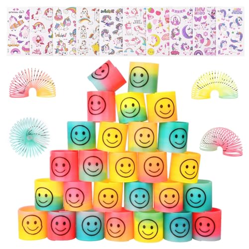 flintronic 30 Stück Regenbogenspirale Springs Magic Rainbow Puzzle, Mitgebsel Kindergeburtstag Gastgeschenke, Regenbogenspirale für Kinder, Give Aways Kindergeburtstag von flintronic