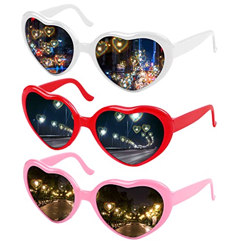Flintronic 3 Stücke Herz Brille, 3D Glasses Beugungs Sonnenbrille, Retro Stil Partybrillen für Raves, Musikfestivals, Kostümpartys, Karneval Flintronic 3 Stücke Herz Brille, 3D Glasses Beugungs Sonnenbrille, Retro Stil Partybrillen für Raves, Musikfestivals, Kostümpartys, Karneval von flintronic