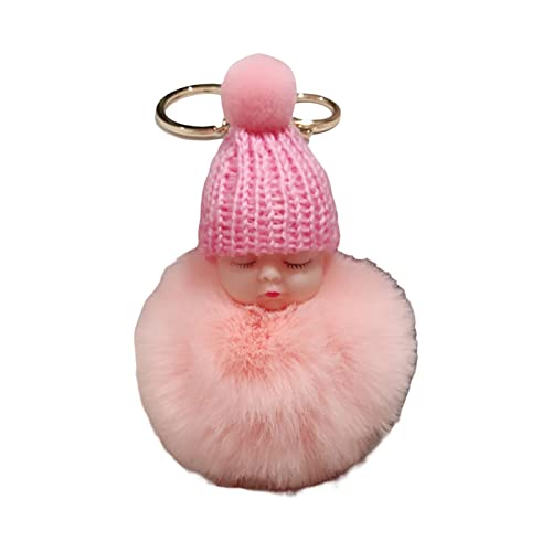 floatofly Schlüsselanhänger, Dekoration, hängende Verzierung, Schlüsselanhänger, schlafendes Baby, Puppe, Anhänger, Schlüsselanhänger, gefüllte Puppe, Spielzeug, Kindergeschenke für Rucksäcke Pink P von floatofly