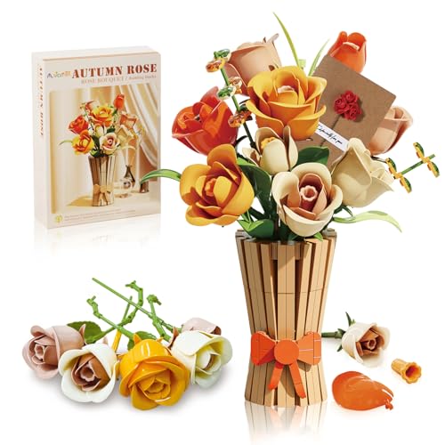 DIY Blumen Blumenstrauß Set mit Vase - Rose Botanical Collection für Home Office Dekorationen - Künstliche Blumen Set für Valentinstag Geschenke Forever Rose Spielzeug für Erwachsene Kompatibel mit DIY Blumen Blumenstrauß Set mit Vase - Rose Botanical Collection für Home Office Dekorationen - Künstliche Blumen Set für Valentinstag Geschenke Forever Rose Spielzeug für Erwachsene Kompatibel mit von flycites