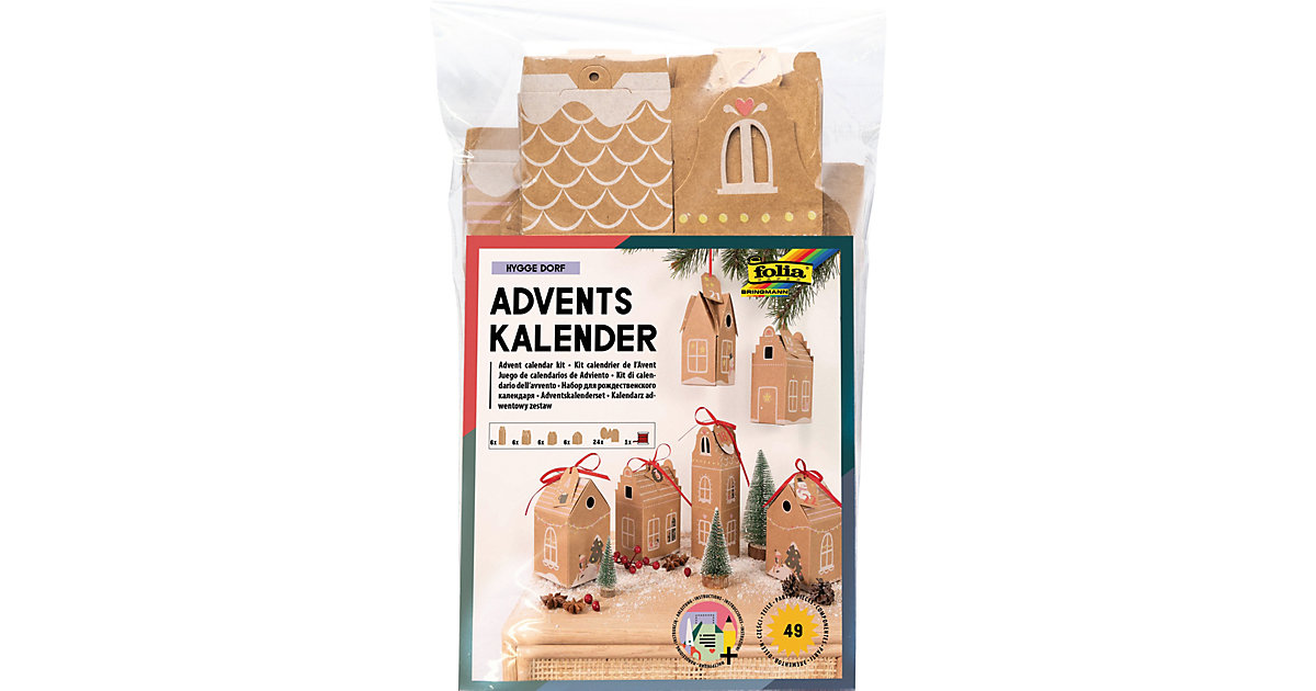 Adventskalender HYGGE DORF, 49-teilig bunt Adventskalender HYGGE DORF, 49-teilig bunt von folia