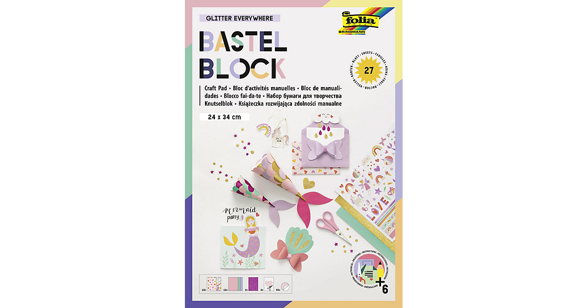 Bastelblock GLITTER EVERYWHERE, 24x34cm bunt Bastelblock GLITTER EVERYWHERE, 24x34cm bunt von folia