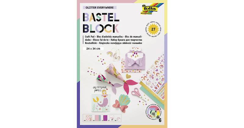 Bastelblock GLITTER EVERYWHERE, 24x34cm bunt von folia