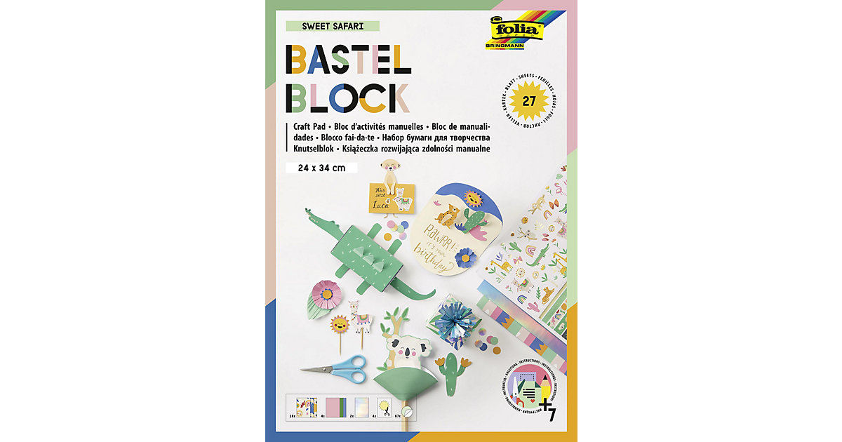 Bastelblock SWEET SAFARI, 24x34cm bunt Bastelblock SWEET SAFARI, 24x34cm bunt von folia