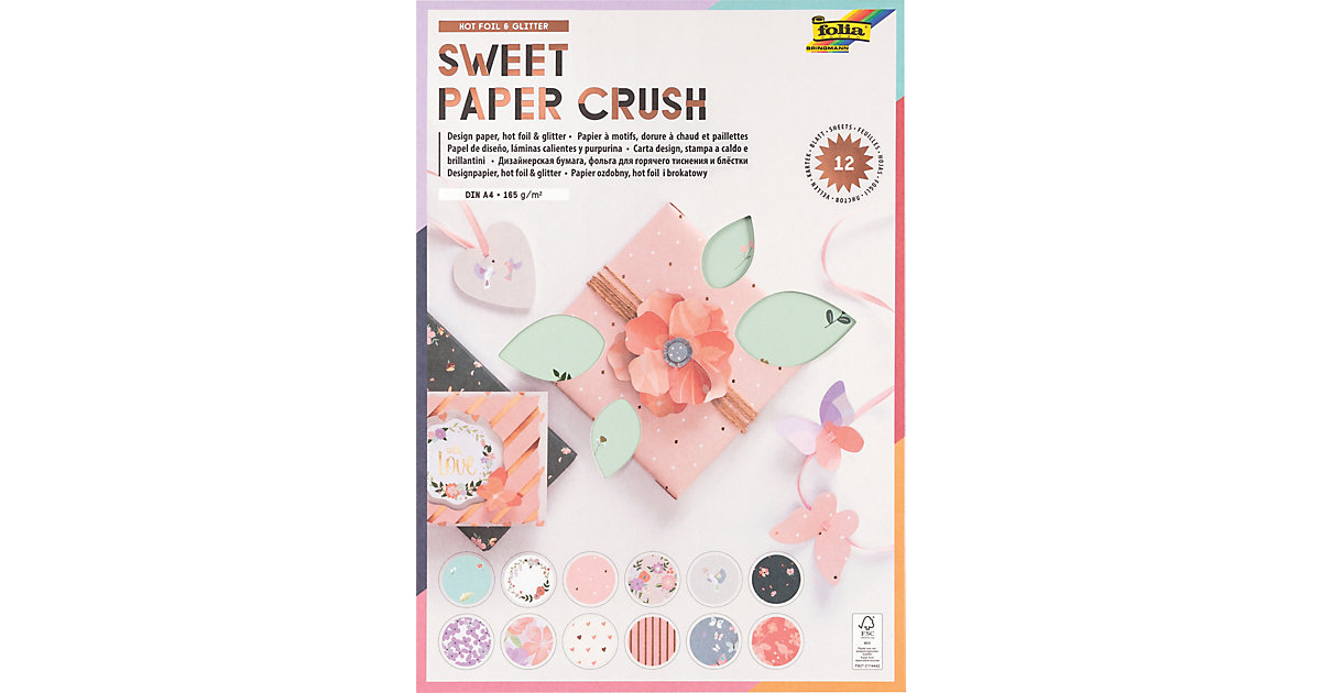 Designpapier SWEET PAPER CRUSH DIN A4 165g/m² 12er bunt Designpapier SWEET PAPER CRUSH DIN A4 165g/m² 12er bunt von folia