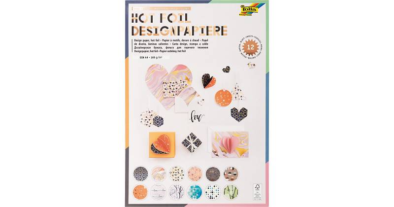Designpapierblock HOTFOIL III 165g/m², DIN A4, 12 Blatt, 12 Motive sortiert bunt von folia