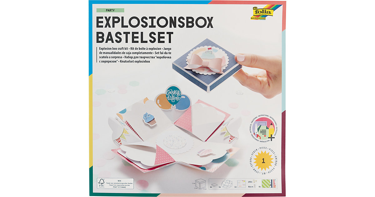 Explosionsbox-Bastelset PARTY blau-kombi Explosionsbox-Bastelset PARTY blau-kombi von folia